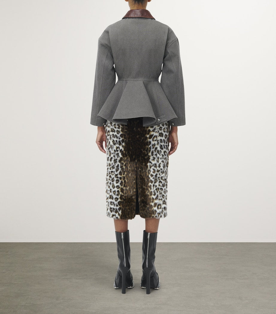 McQueen Black Cotton Canvas Peplum Jacket