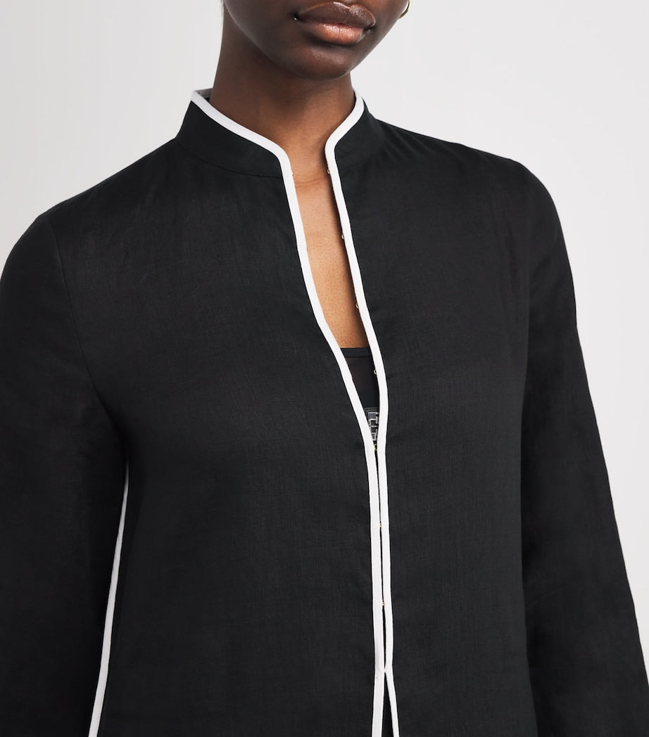 Tory Burch Multi Linen Silk-Trim Kaftan