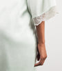 Hanro Green Silk Lace-Trim Robe