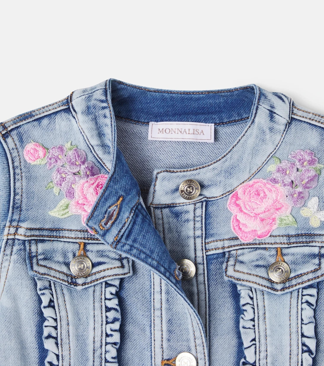Monnalisa - Embroidered denim jacket
