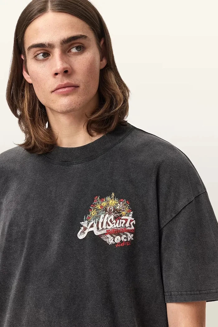 AllSaints Erkek Pamuklu Oversize Tişört ROQUE