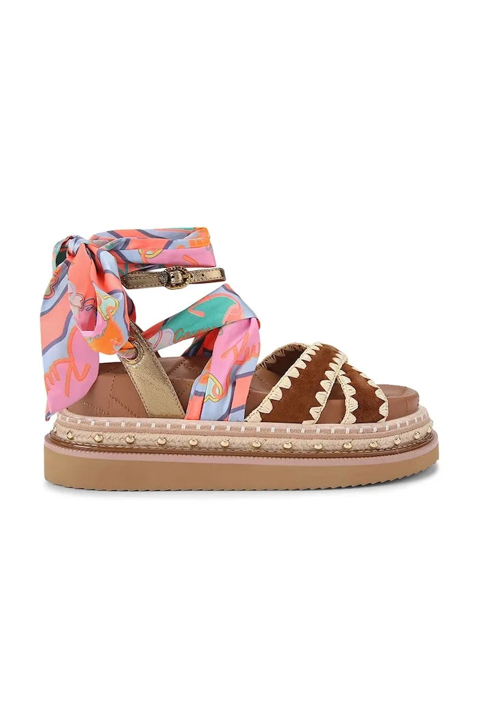 Kurt Geiger London kadın deri sandalet Orson Cross Scarf Sdl