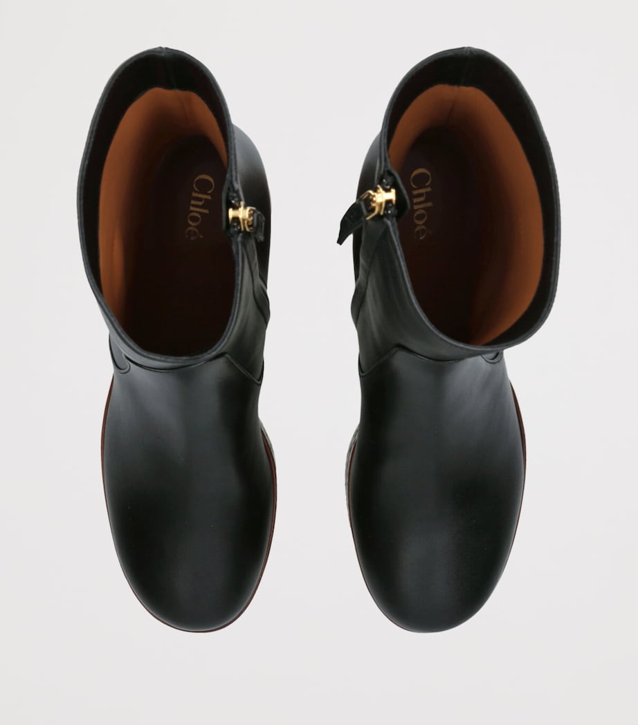 Chloé Black Leather Maxime Wedge Ankle Boots 80