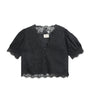 Black Ramie Lace-Trim Idella Blouse