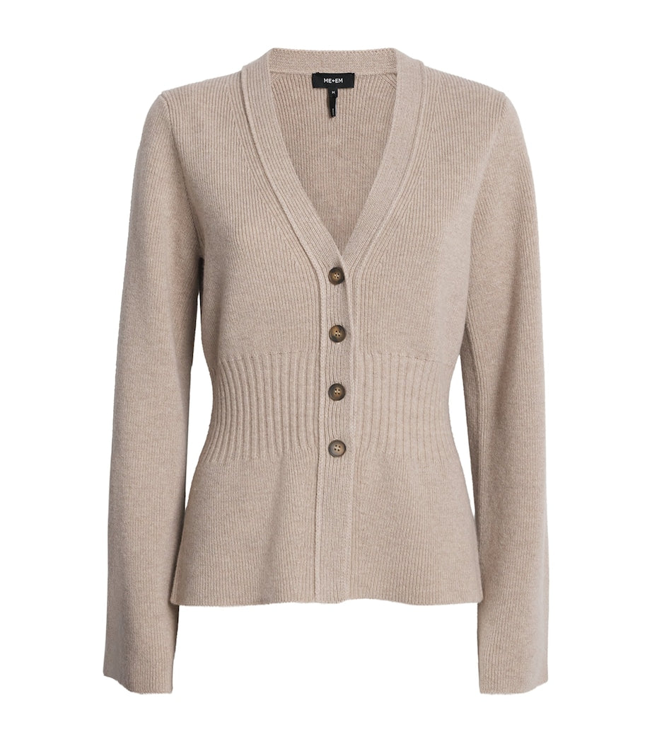 ME+EM Beige Wool-Cashmere Contour Cardigan