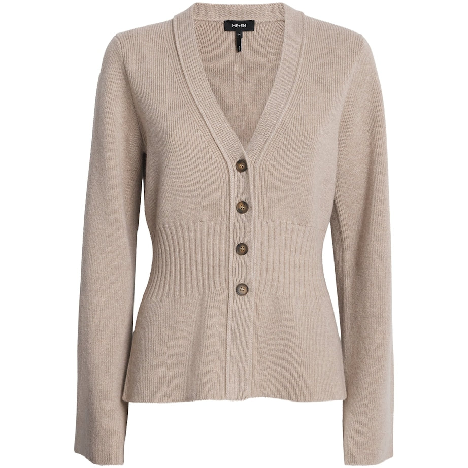 ME+EM Beige Wool-Cashmere Contour Cardigan