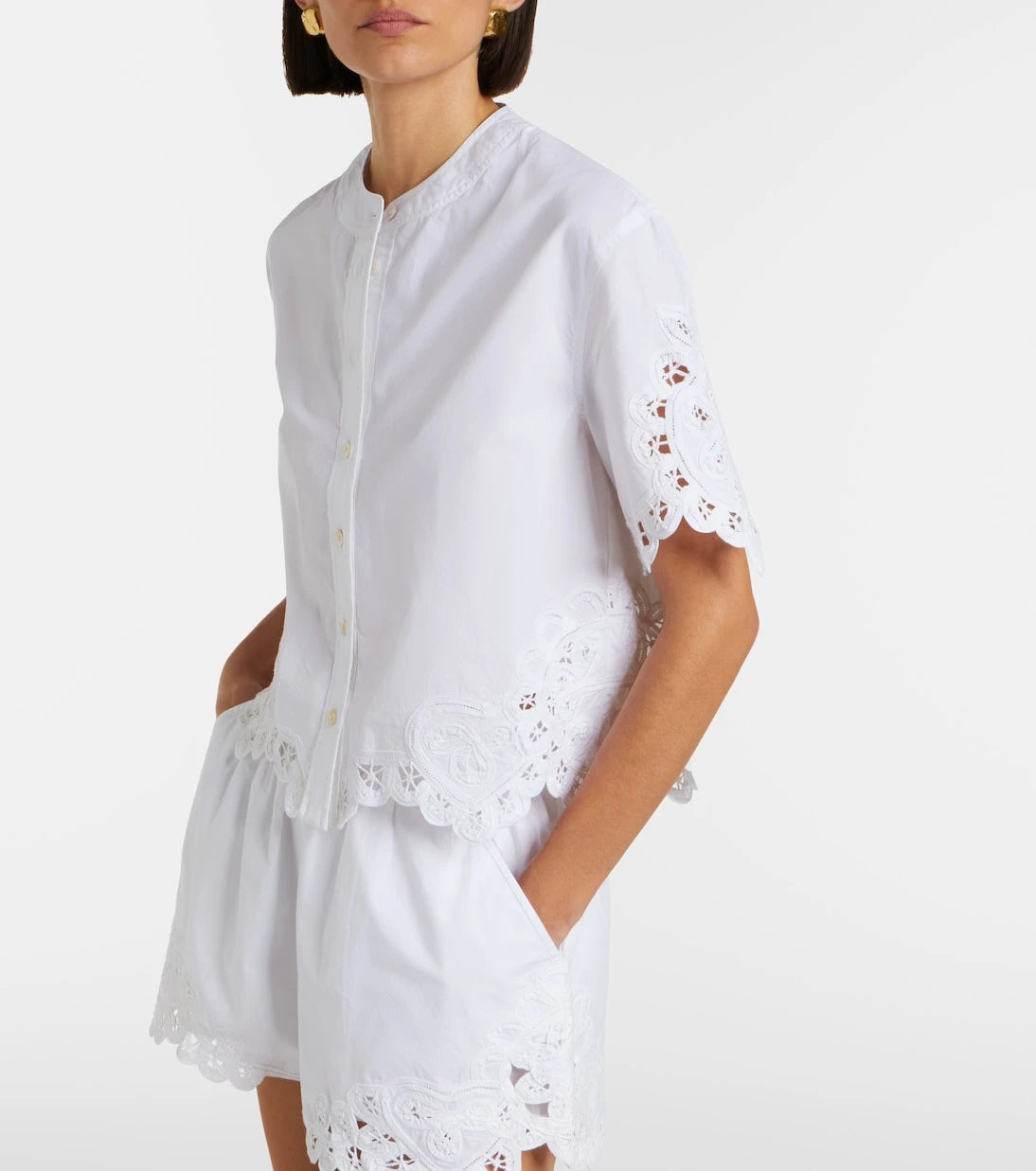 Veronica Beard - Aleck embroidered cotton shirt