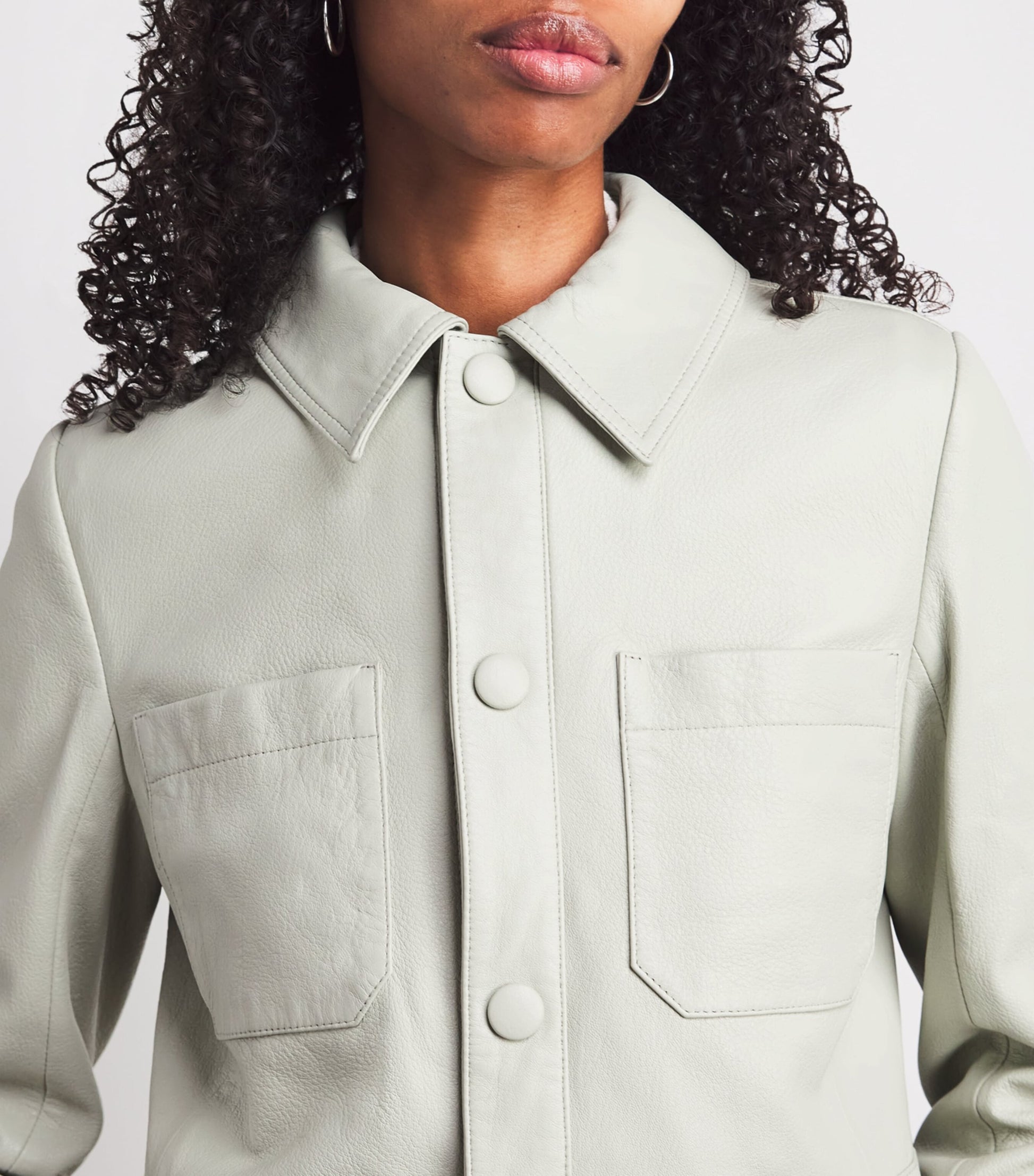 FRAME The Button Front Leather Jacket