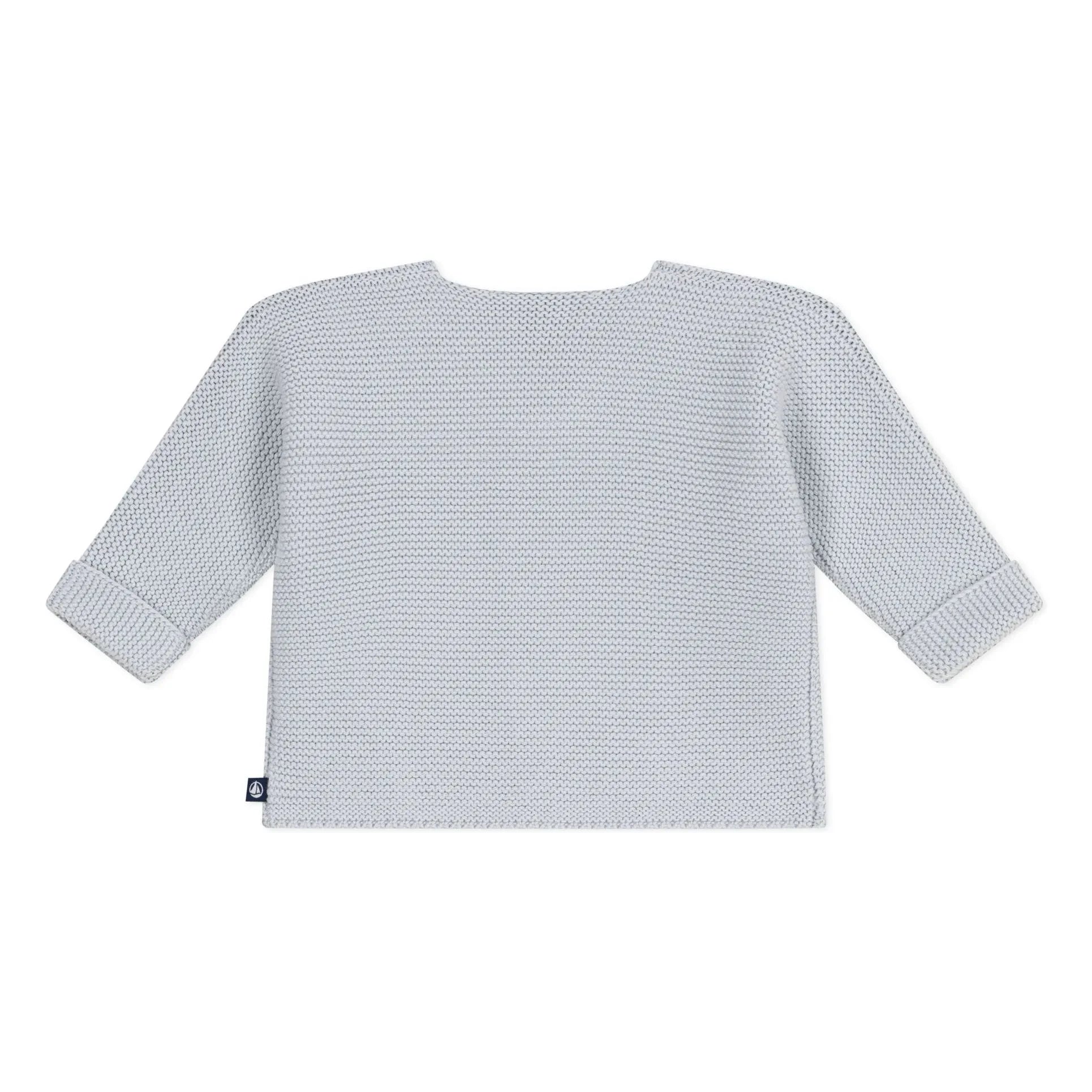 Petit Bateau - Organic Cotton Fine Knit Cardigan | Light grey