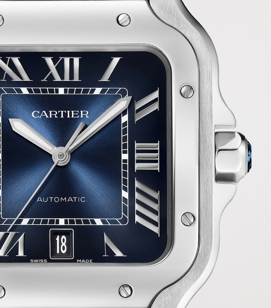 Large Steel Santos de Cartier Watch 39.8mm