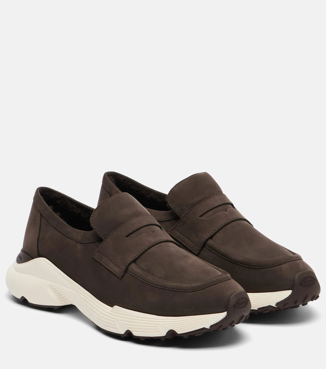 Tod's - Shearling-lined leather slip-on shoes