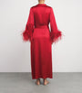 Gilda & Pearl Red Silk-Ostrich Feather Long Robe