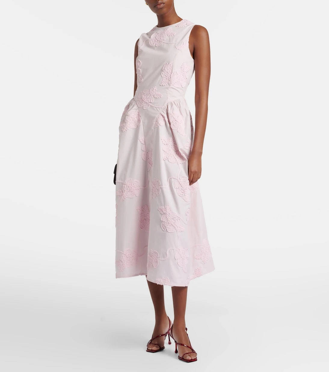 Rotate - Embroidered floral cotton midi dress