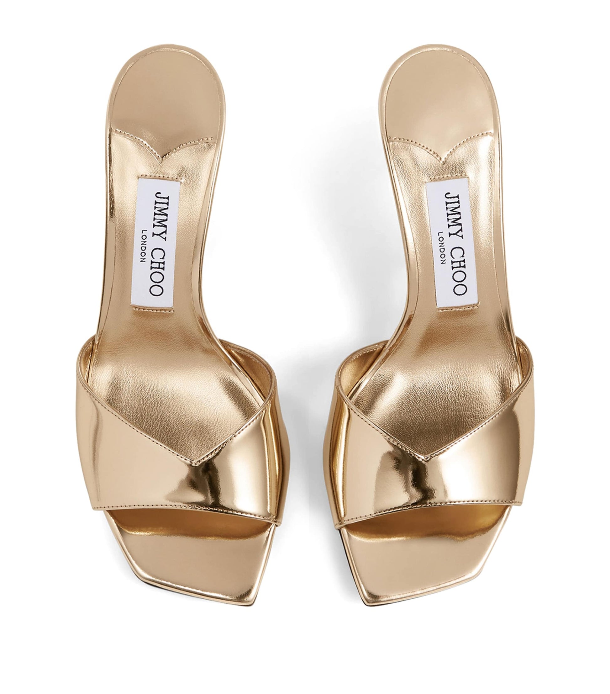 Gold Skye 70 Metallic Leather Mules