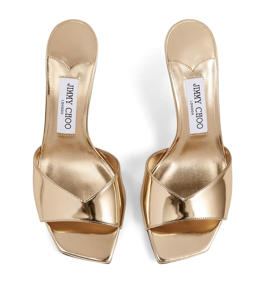 Jimmy Choo Gold Skye 70 Metallic Leather Mules