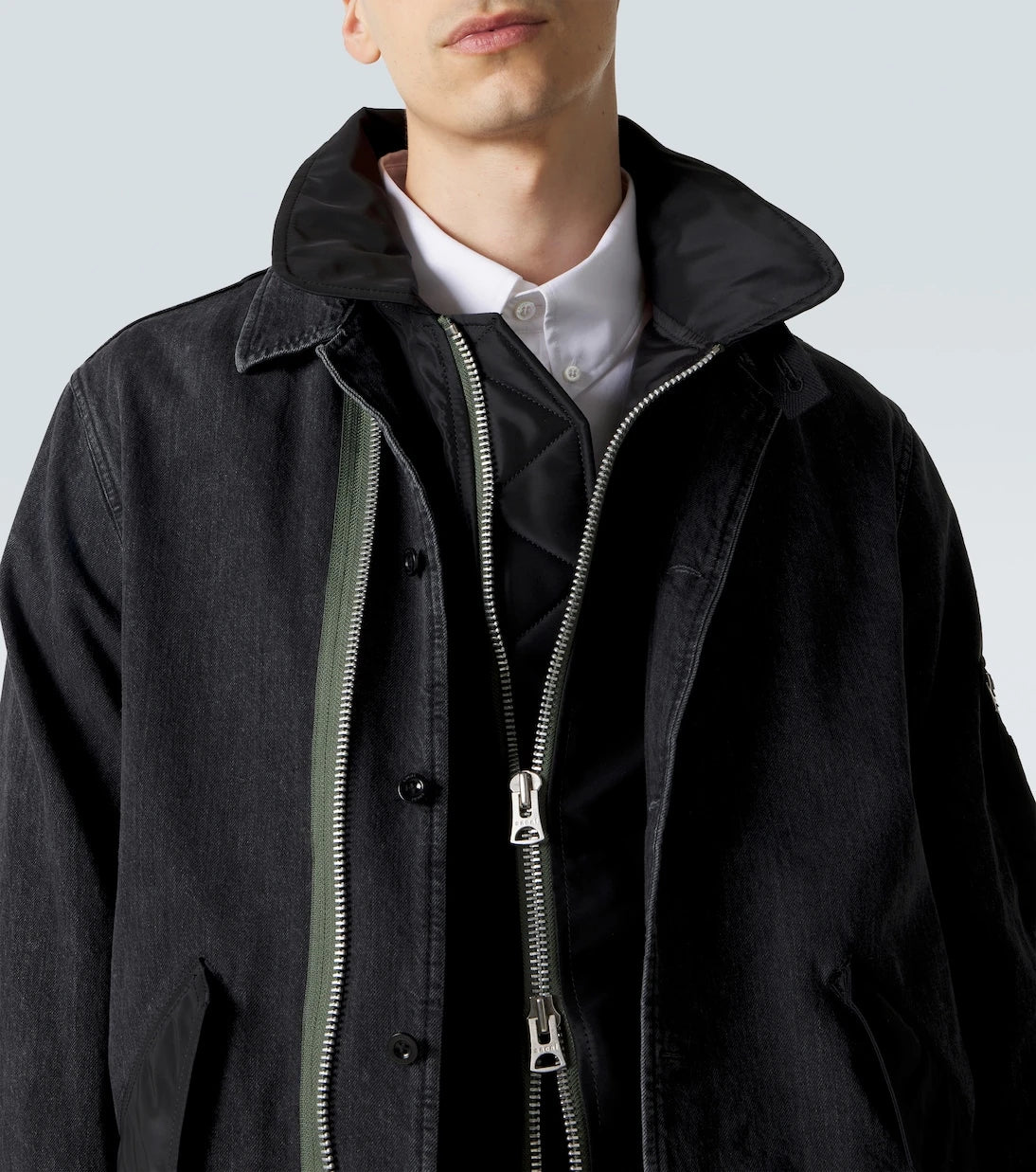 Sacai - Twill-trimmed denim blouson jacket