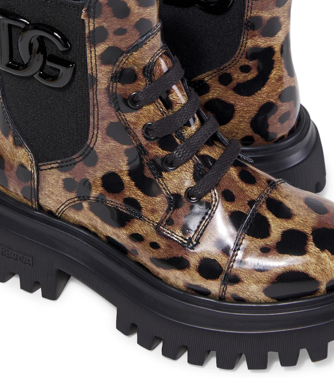 Dolce&Gabbana Kids - Leopard-print leather combat boots