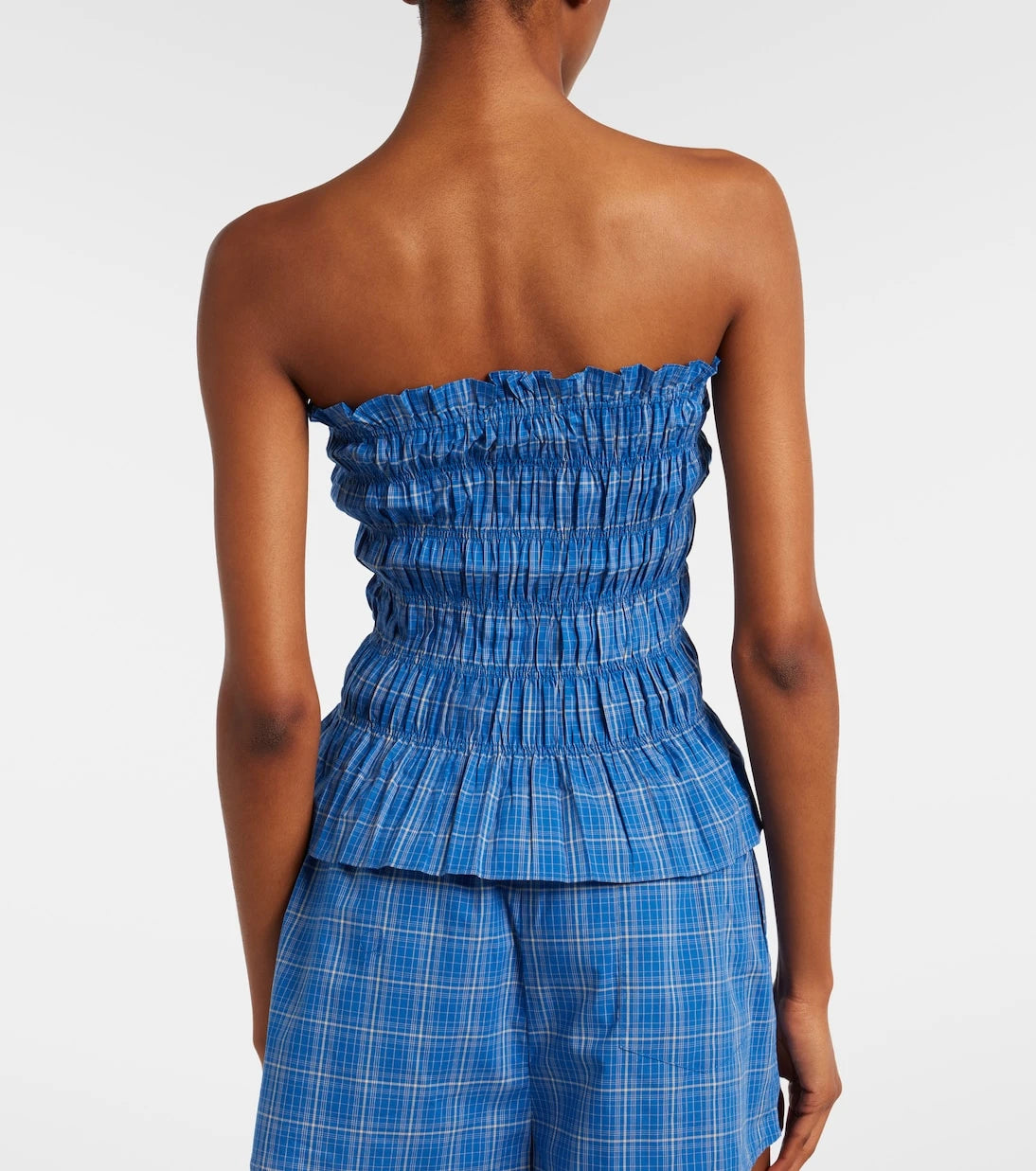 Faithfull - Leya gathered plaid cotton top