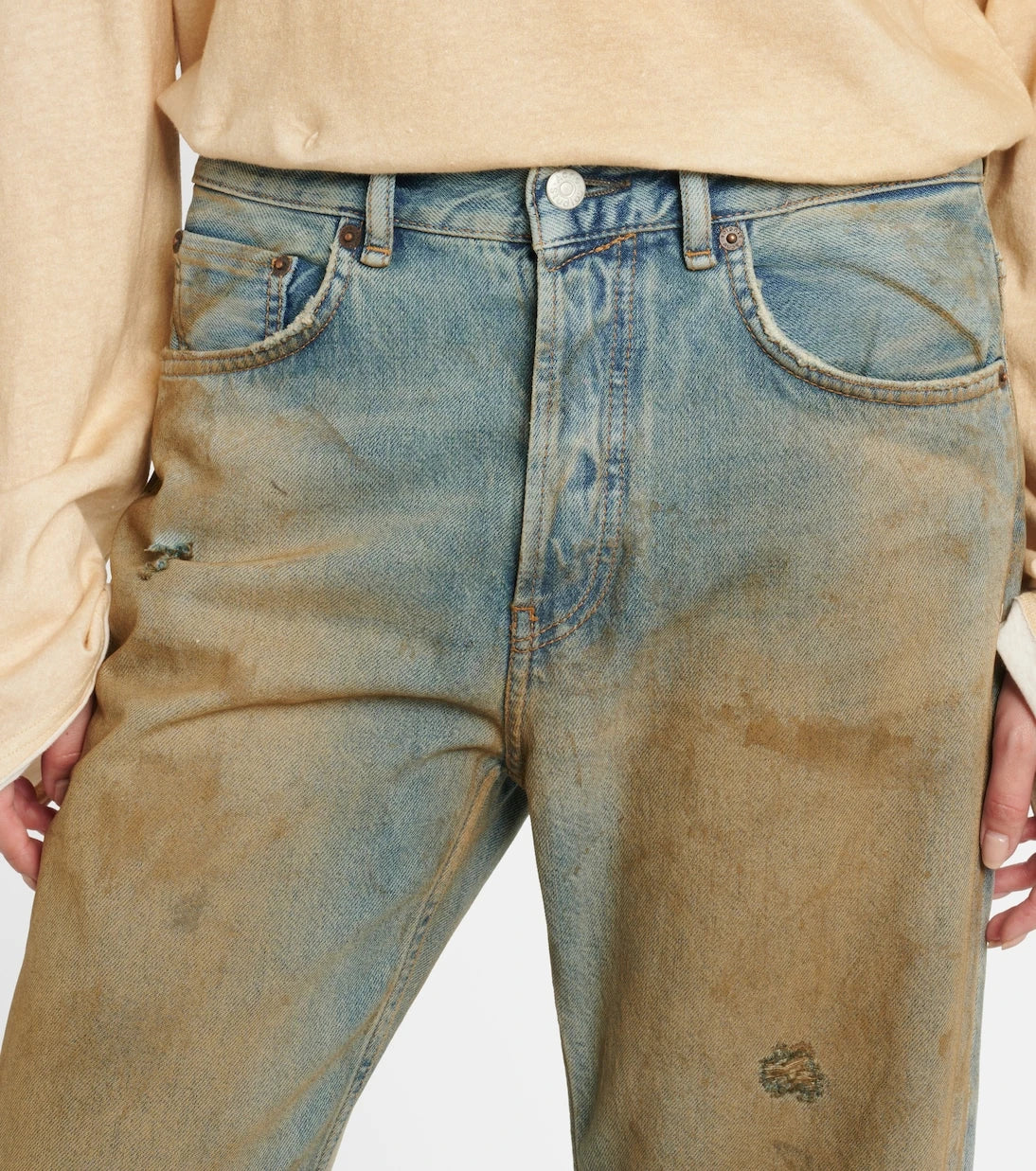 Acne Studios - 2021F distressed mid-rise wide-leg jeans