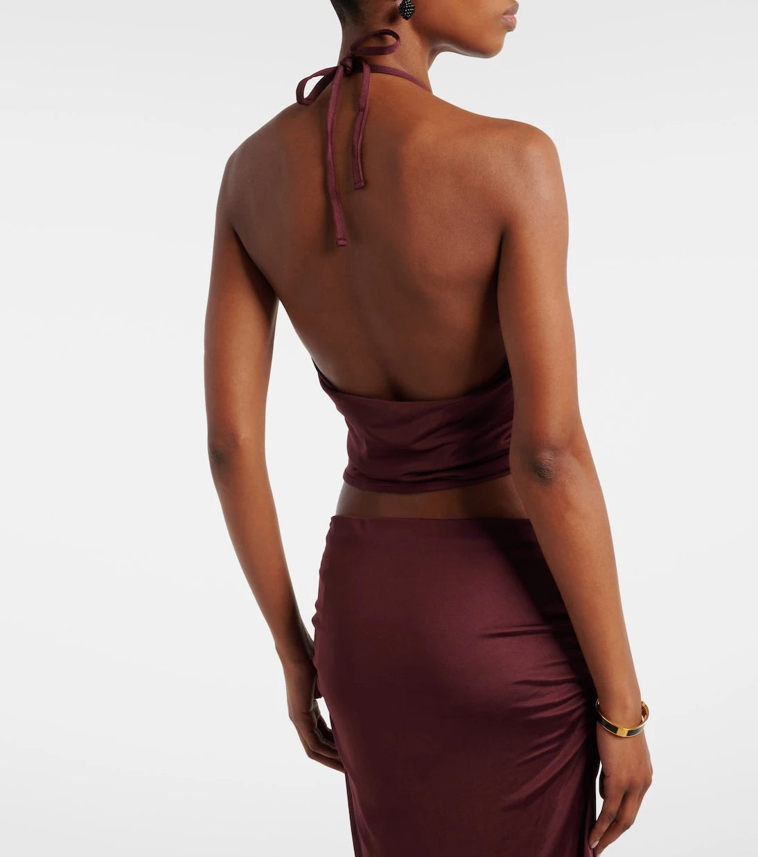 Aya Muse - Kaima draped jersey crop top