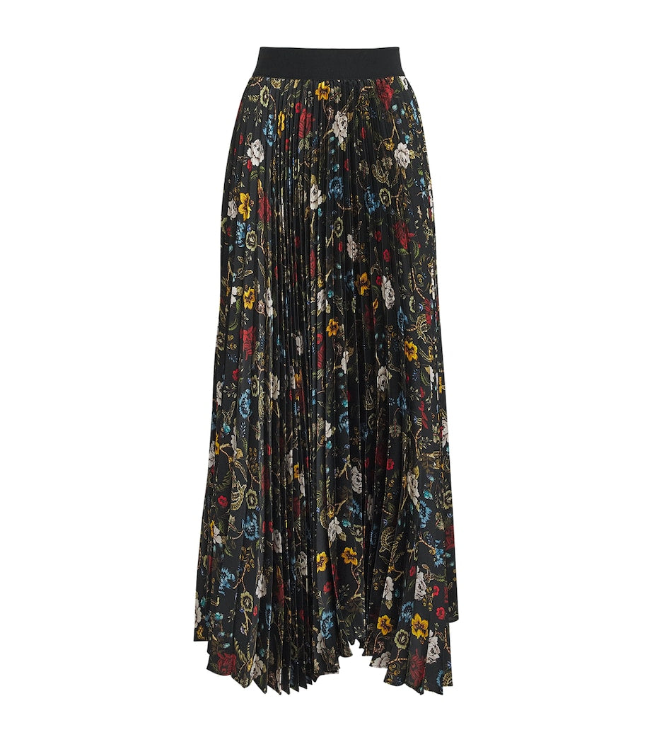 Alice+Olivia Black Pleated Katz Maxi Skirt