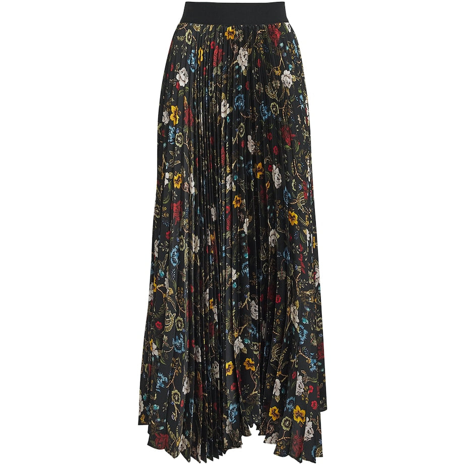 Alice+Olivia Black Pleated Katz Maxi Skirt