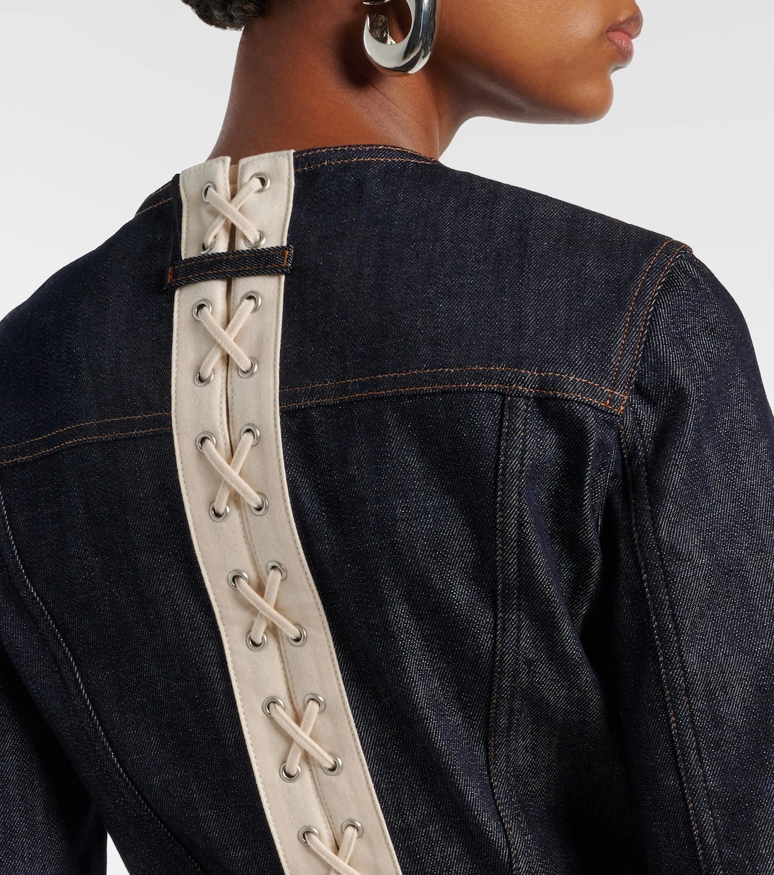 Jean Paul Gaultier - Lace-up cropped denim jacket