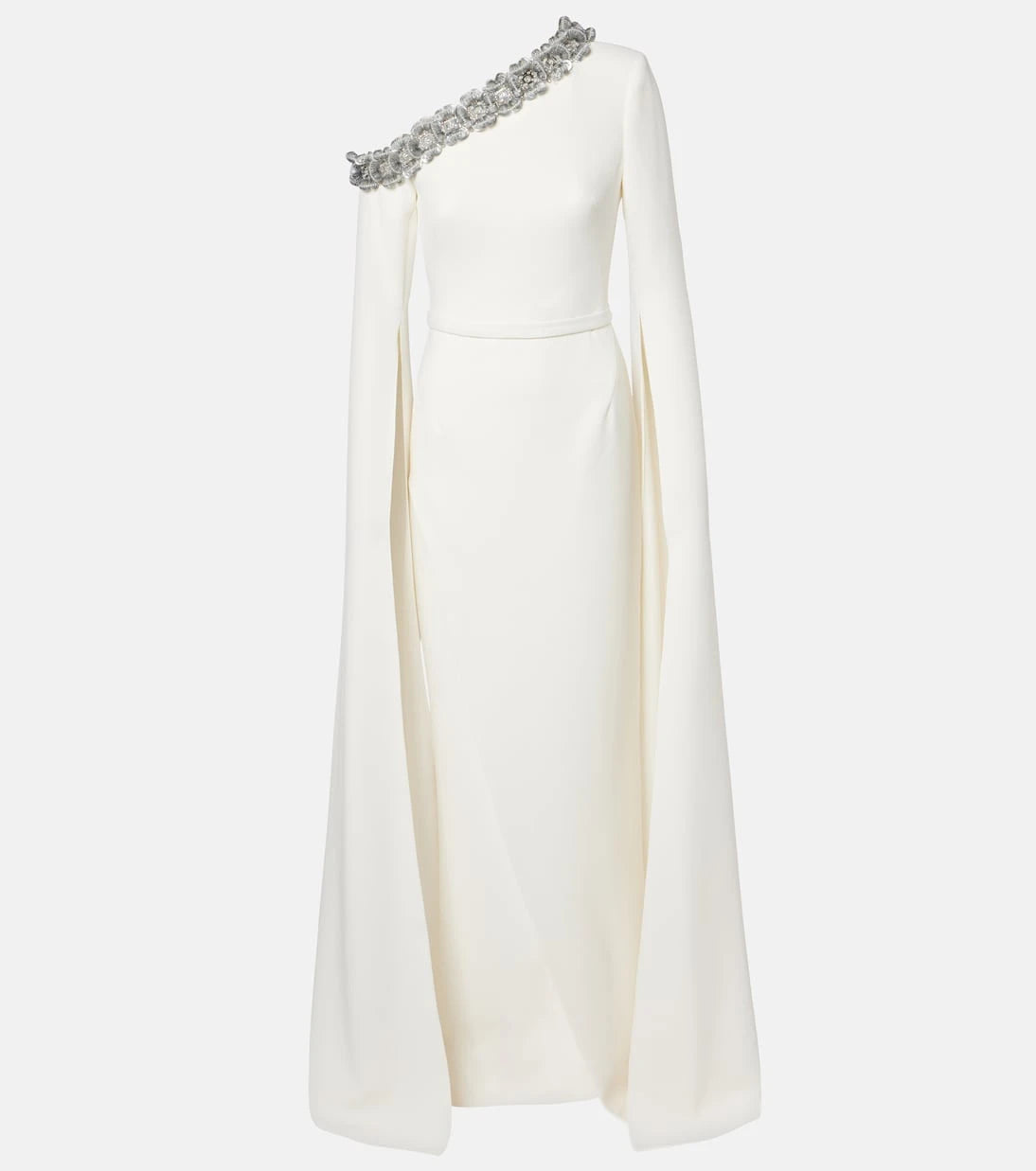 Safiyaa - Rinna floral-appliqué one-shoulder gown