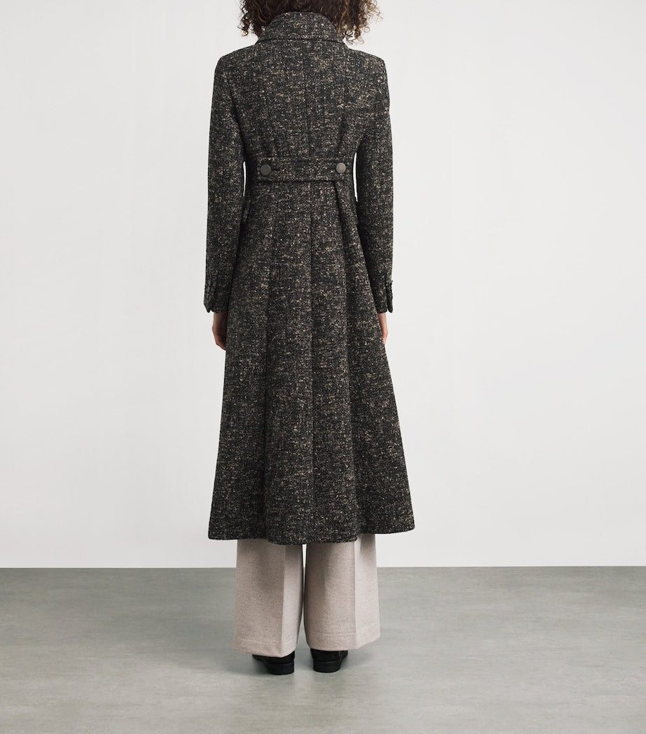 Black Virgin Wool-Blend Double-Breasted Coat