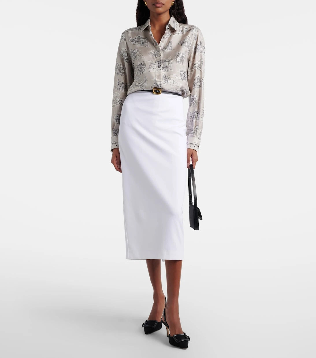 Max Mara - تنورة بيوما جيرسي بقصة قلم رصاص