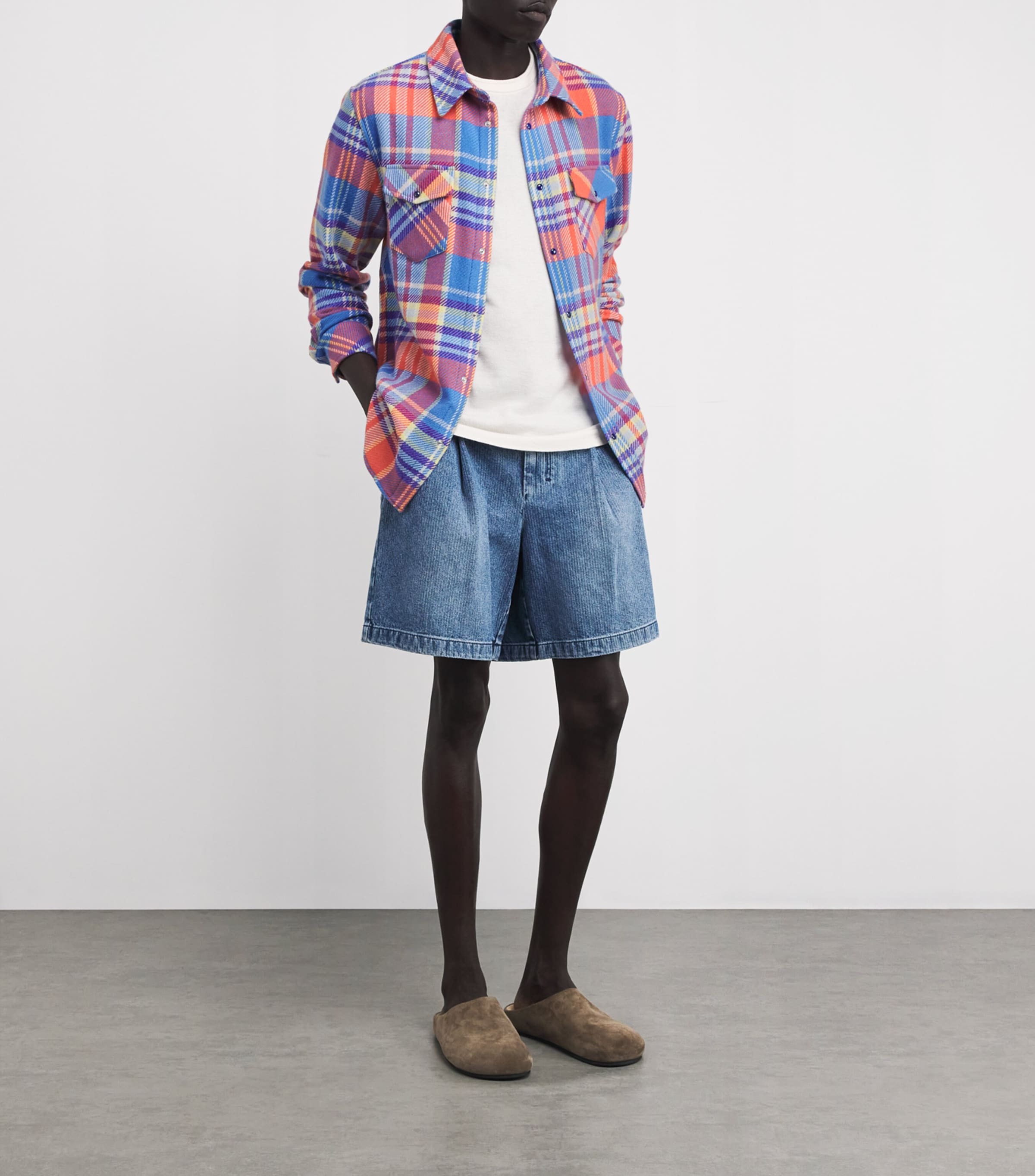 Unisex Cashmere and Lapis Lazuli Tartan Creator Shirt