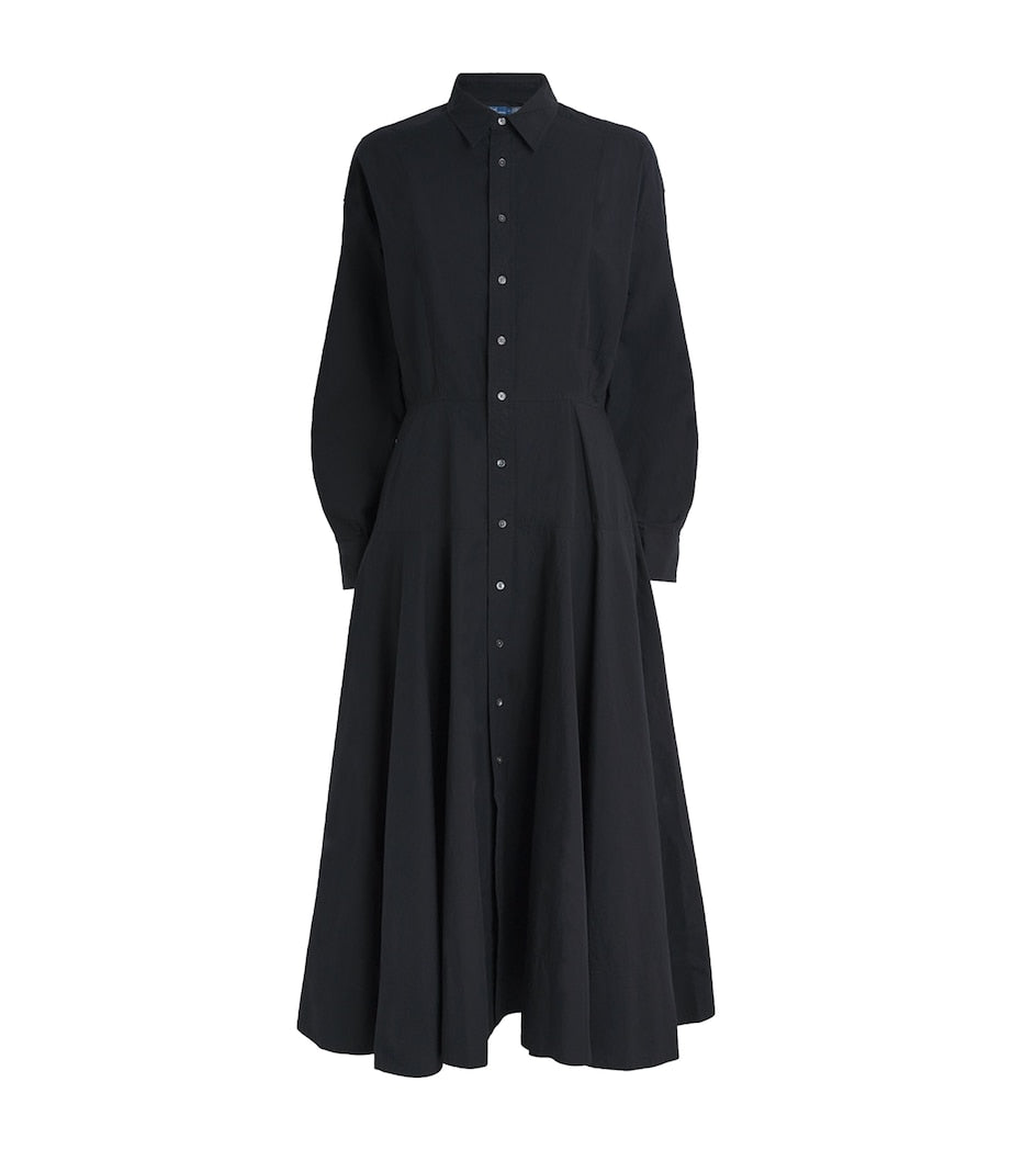 Polo Ralph Lauren Black Cotton Midi Shirt Dress