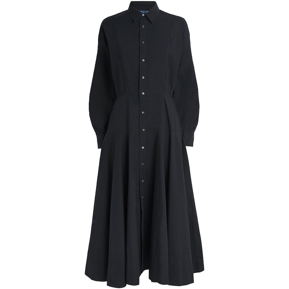 Polo Ralph Lauren Black Cotton Midi Shirt Dress