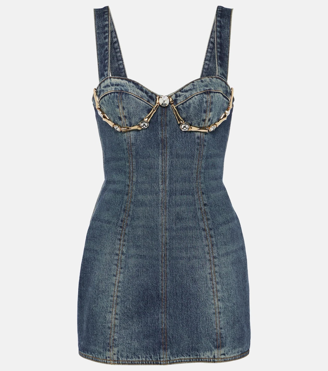 Area - Claw embellished denim minidress