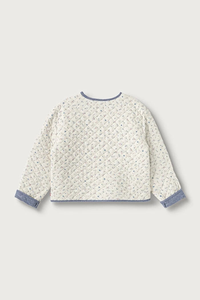 Pamuklu kısa çocuk ceketi FLORAL AOP JACKET W DENIM