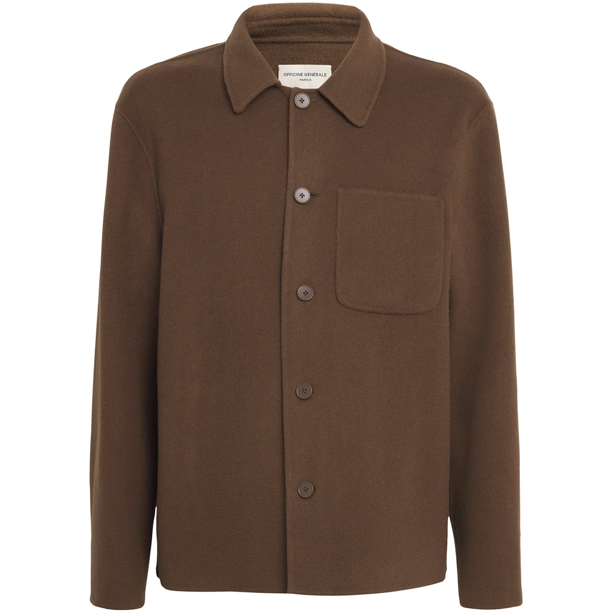 Officine Generale Brown Wool Overshirt