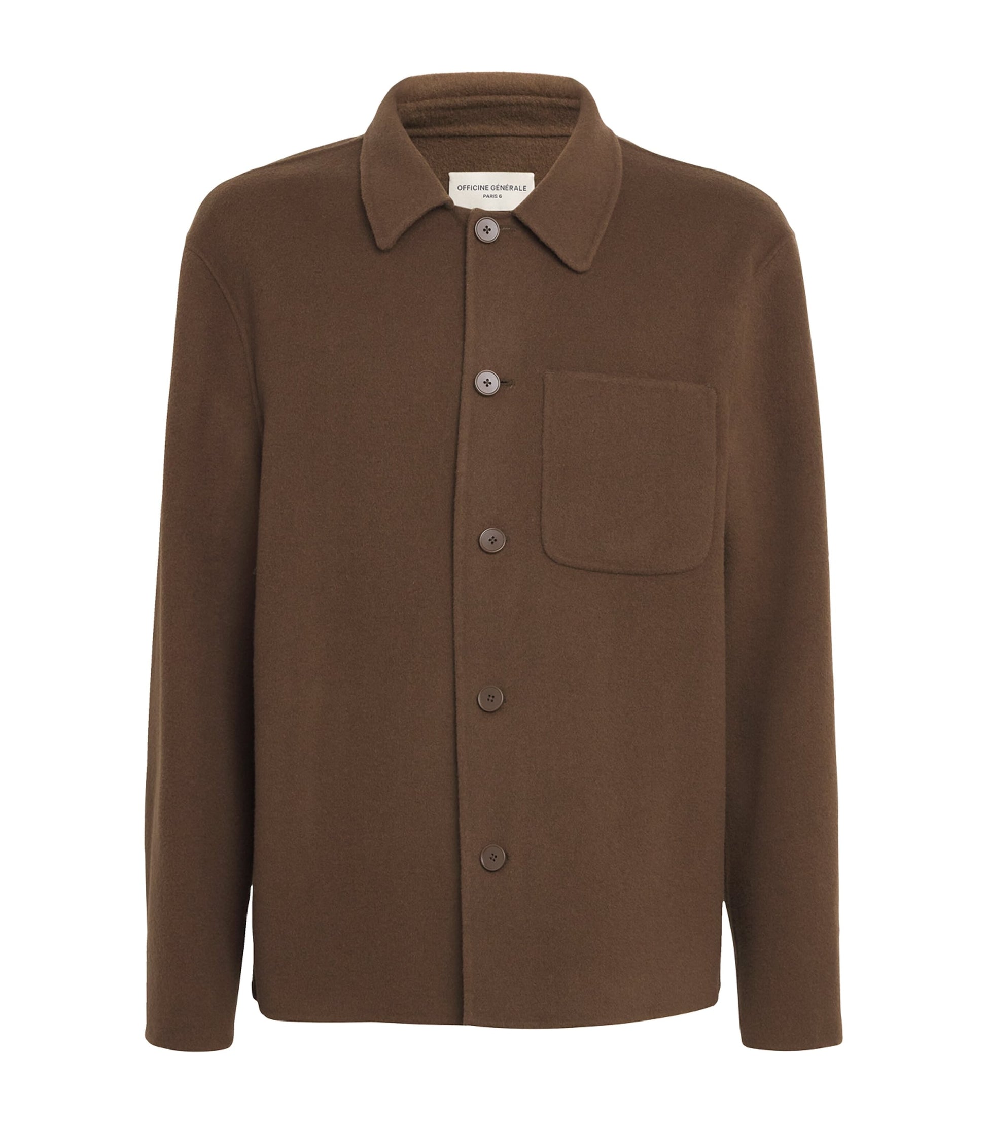 Officine Generale Brown Wool Overshirt