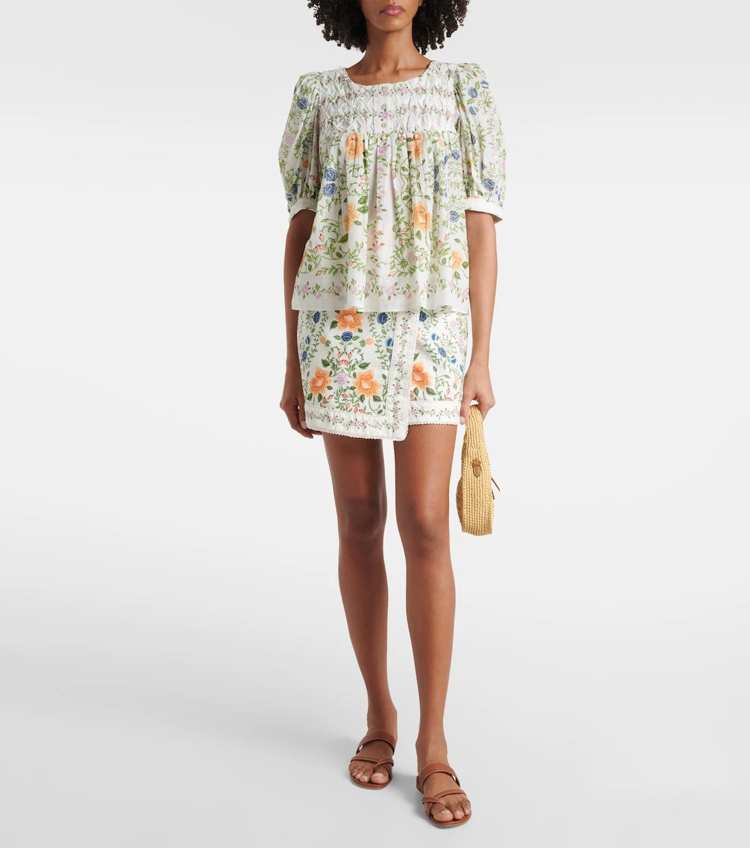 Farm Rio - Folk Floral cotton miniskirt