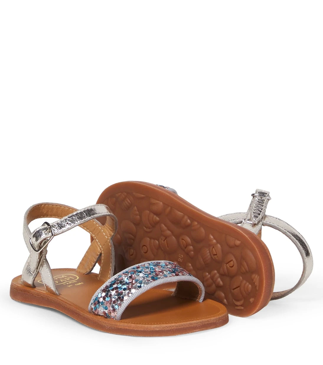 Pom d'Api - Plagette Buckle glitter leather sandals