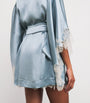 Silk Lace-Trim Short Kimono Robe