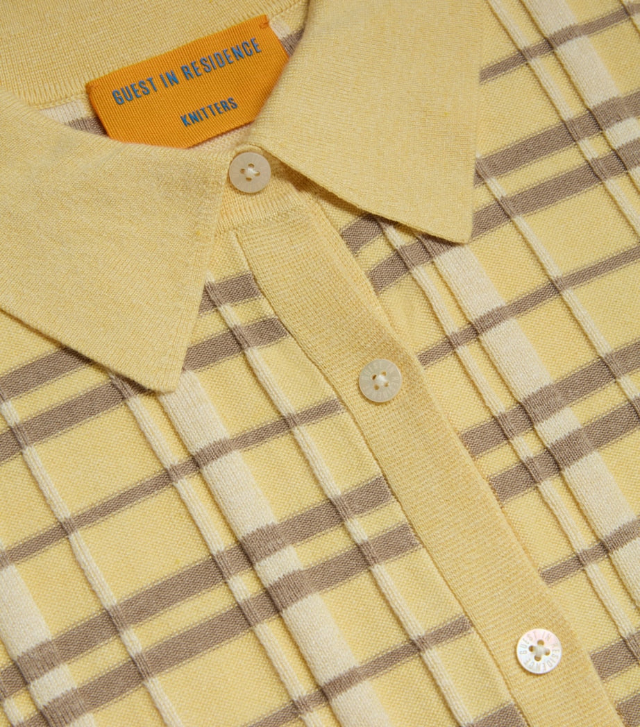 Yellow Silk-Linen Plaid Elle Shirt