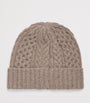 Brown Cashmere Aran Cable Beanie