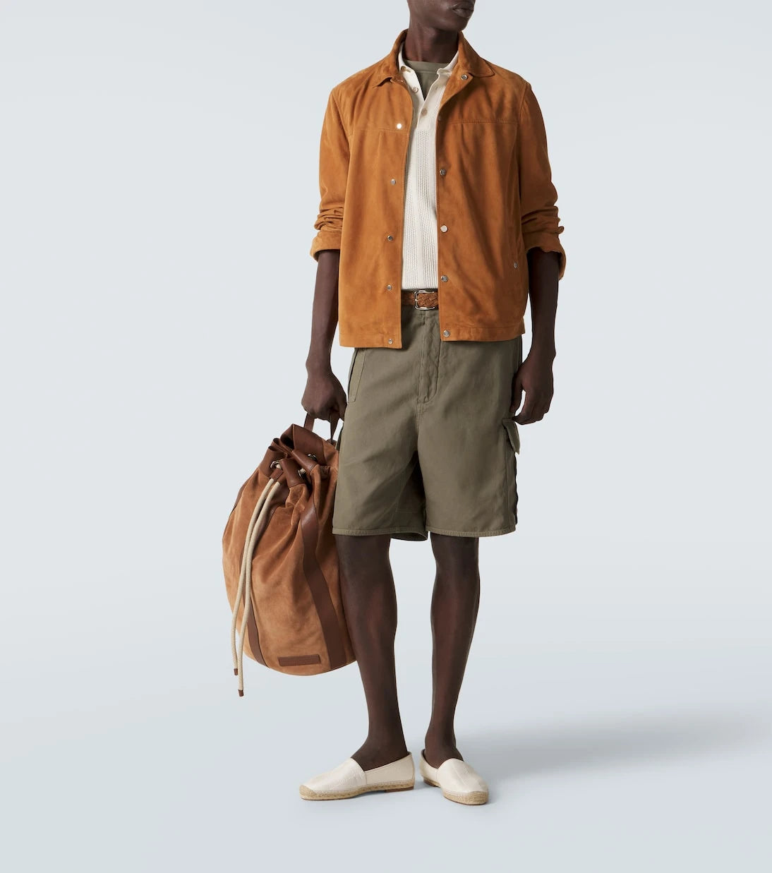 Brunello Cucinelli - Suede-trimmed woven espadrilles