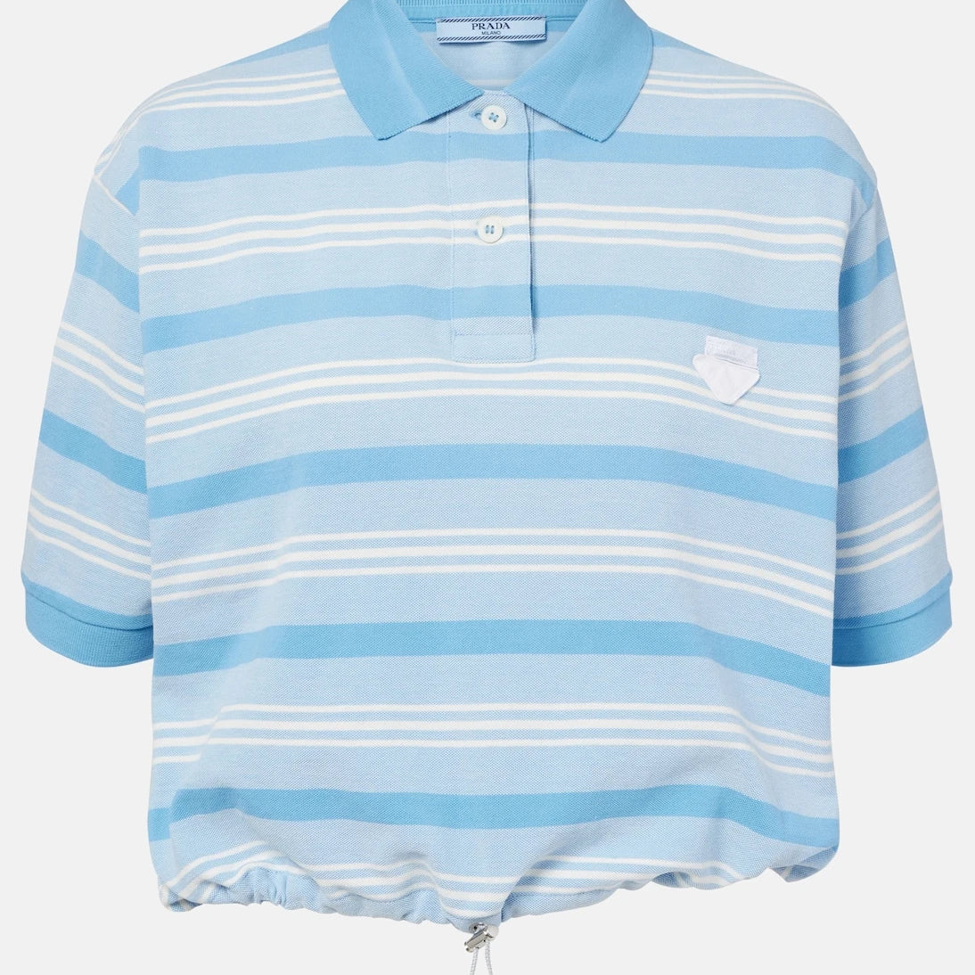 Prada - Striped cropped cotton piqué polo shirt