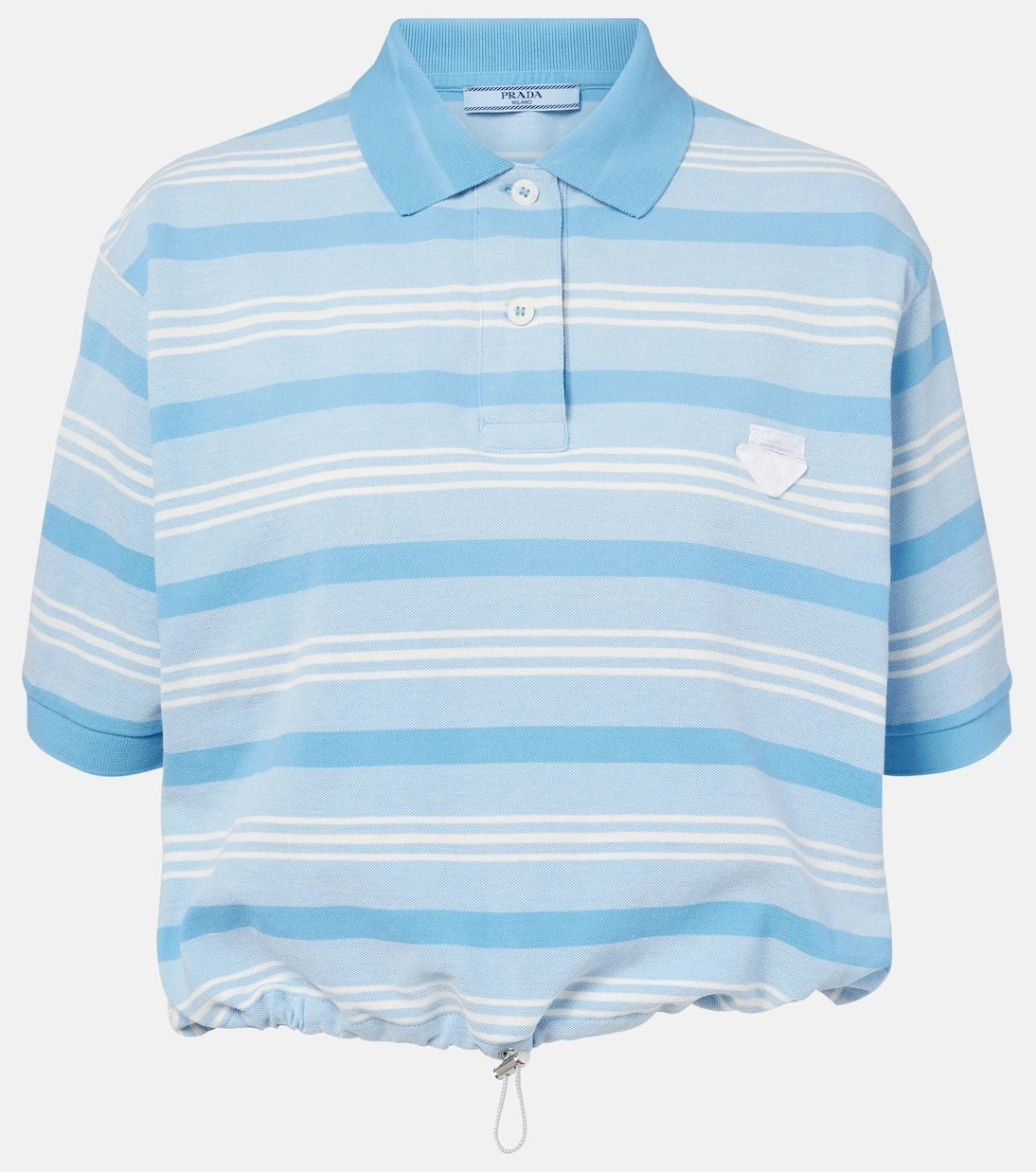 Prada - Striped cropped cotton piqué polo shirt