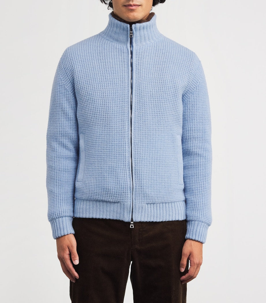 Fioroni Cashmere Blue Cashmere-Mink Bomber Jacket