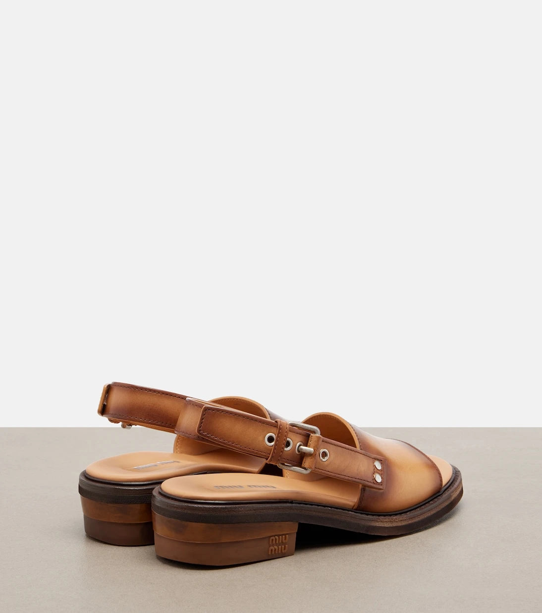Miu Miu - Leather slingback sandals