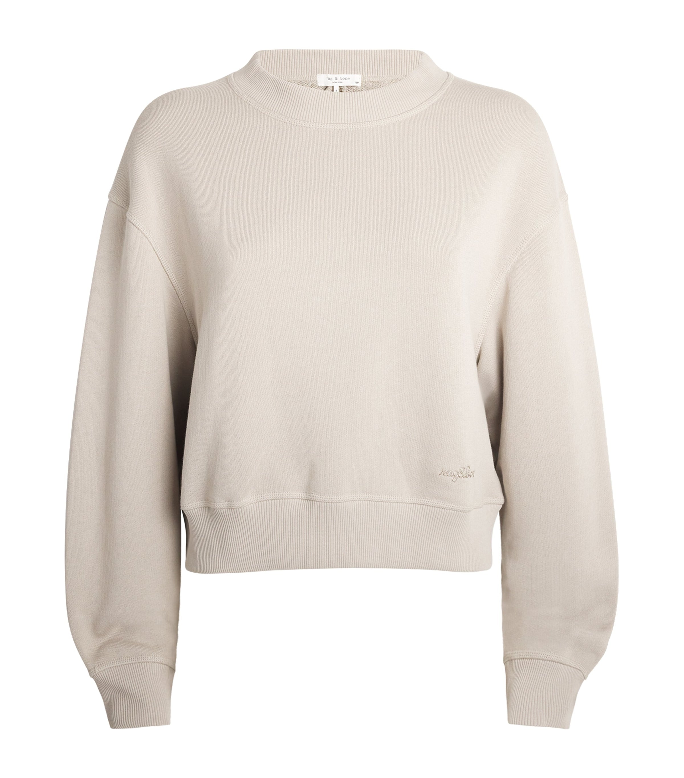 Rag & Bone Beige Terry Cloth Cropped Sweatshirt