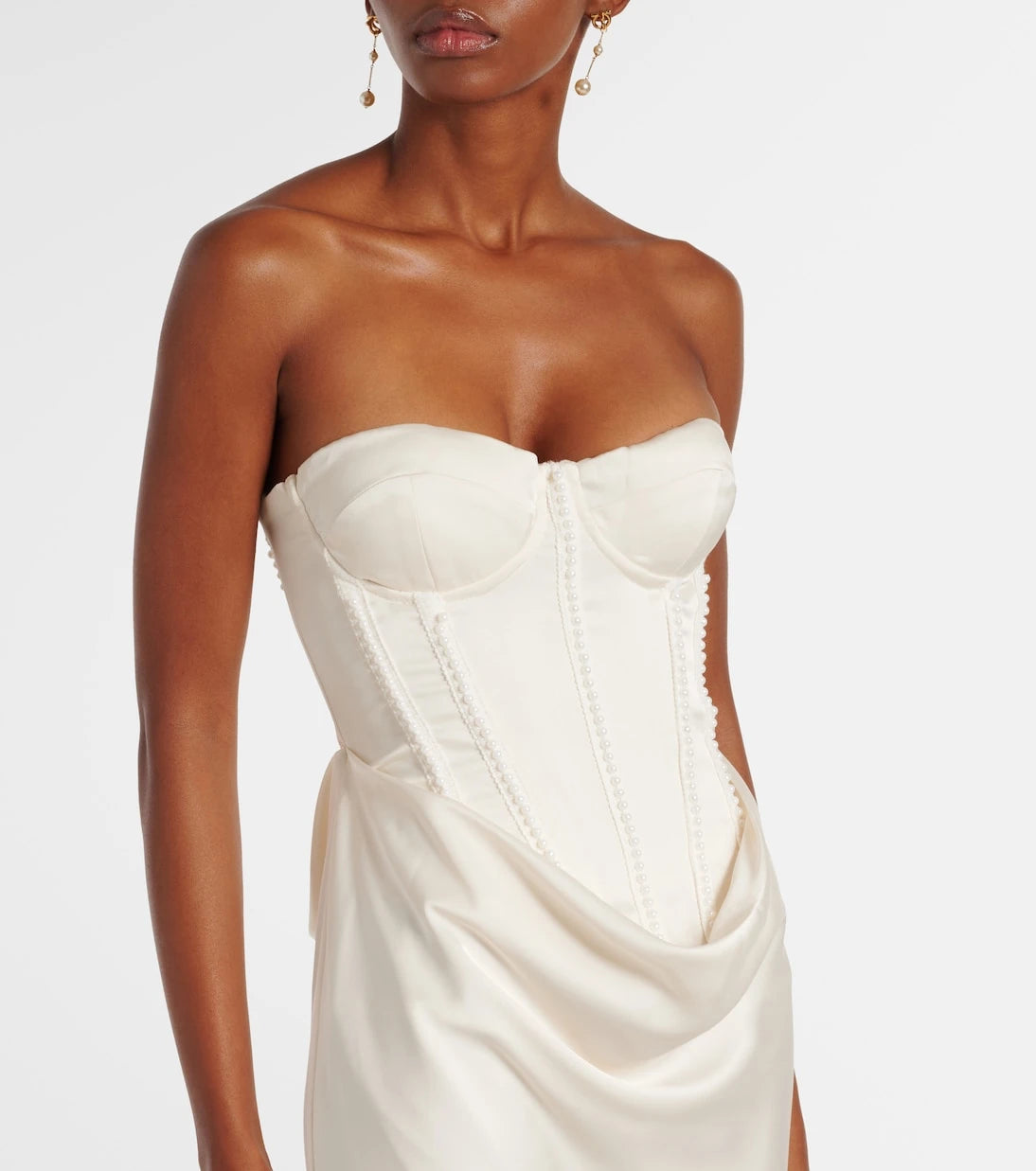 Rotate - Bridal embellished satin corset dress
