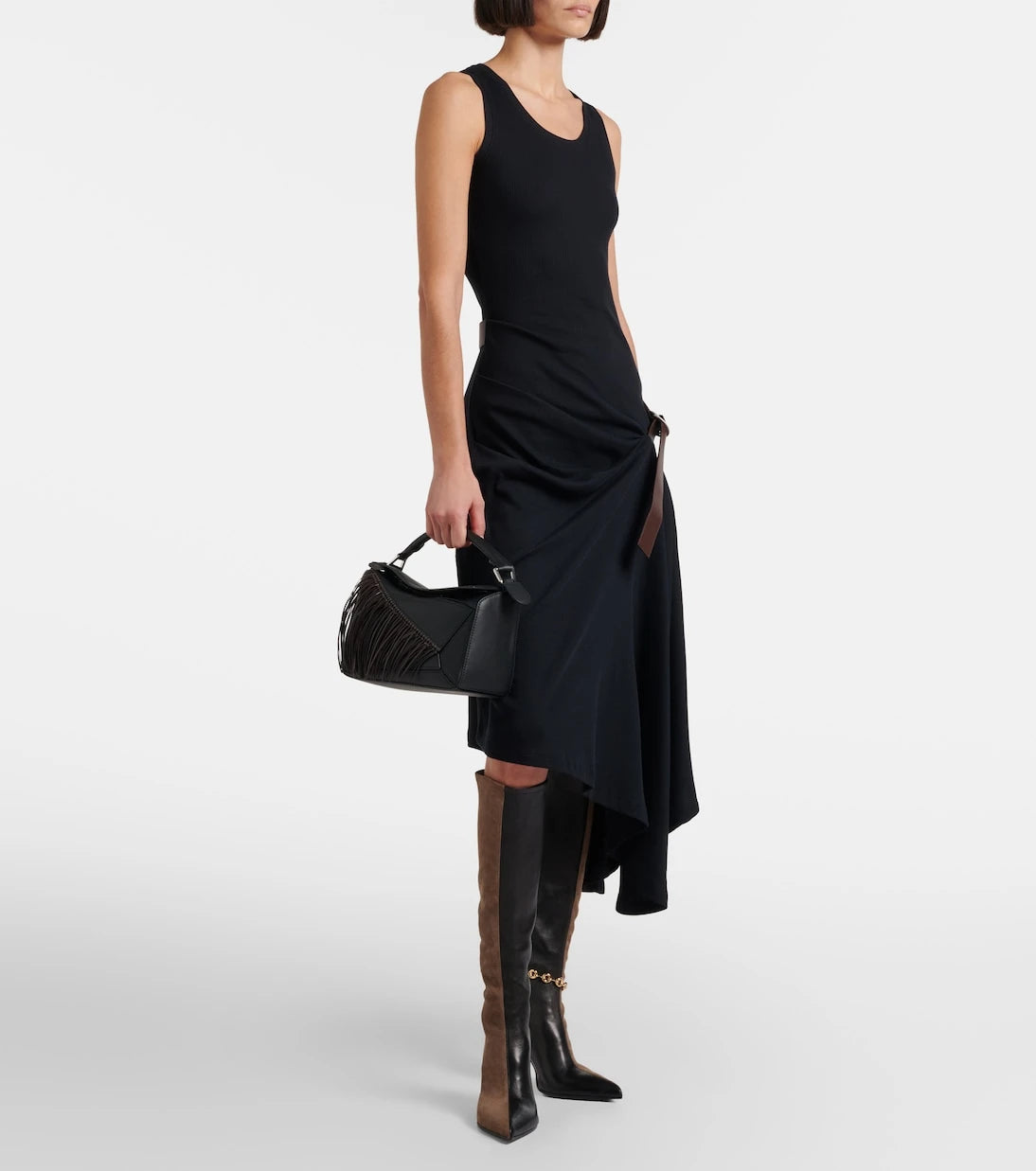 Loewe - Puzzle Small fringed leather shoulder bag